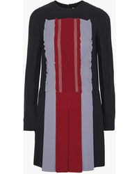Valentino Garavani - Lace-trimmed Pleated Color-block Silk-crepe Mini Dress - Lyst