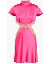 De La Vali - Mira Lace-Trimmed Cutout Silk-Blend Satin Mini Dress - Lyst