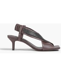 Brunello Cucinelli - Bead-embellished Leather Slingback Sandals - Lyst