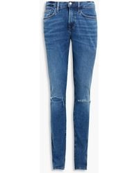 FRAME - L'homme Skinny-fit Distressed Faded Denim Jeans - Lyst