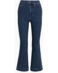 Veronica Beard - Carson Cropped Crystal-Embellished High-Rise Flared Jeans - Lyst
