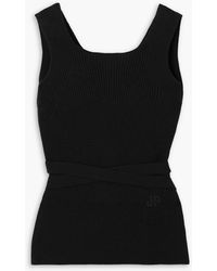 Patou - Wrap-effect Ribbed Appliquéd Stretch-wool Tank Top - Lyst
