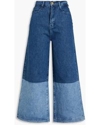 Triarchy - Cropped Two-tone High-rise Wide-leg Jeans - Lyst