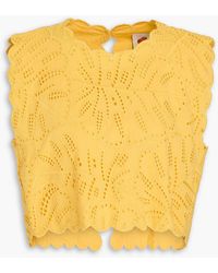 FARM Rio - Cropped Broderie Anglaise Cotton Top - Lyst