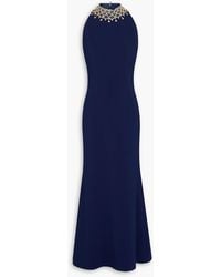 Jenny Packham - Crystal-Embellished Crepe Halterneck Gown - Lyst