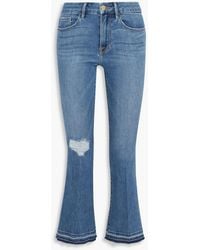 FRAME - Le Crop Mini Boot Distressed Mid-rise Kick-flare Jeans - Lyst