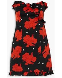 De La Vali - Dolly Strapless Ruffled Floral-print Crepe De Chine Mini Dress - Lyst