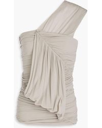 Rick Owens - One-shoulder Ruched Cupro-blend Jersey Top - Lyst