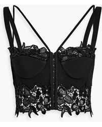 Versace - Guipure Lace-trimmed Crepe Bustier Top - Lyst