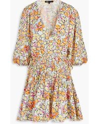 Maje - Cutout Floral-print Satin-crepe Mini Dress - Lyst