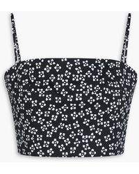 STAUD - Federico Cropped Floral-Print Cotton-Blend Poplin Top - Lyst