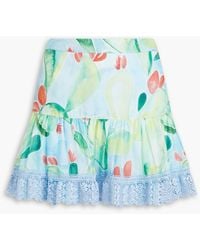 Charo Ruiz - Vitoria Ruffled Printed Cotton-blend Voile Mini Skirt - Lyst