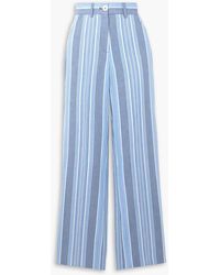 See By Chloé - Striped Cotton And Linen-blend Straight-leg Pants - Lyst
