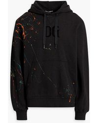 Dolce & Gabbana - Printed Flocked French Cotton-terry Hoodie - Lyst