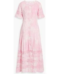 LoveShackFancy - Edie Crocheted Lace-trimmed Tie-dyed Cotton Maxi Dress - Lyst