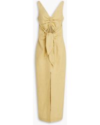 Nanushka - Midikleid aus leinen mit cut-outs und raffungen - Lyst