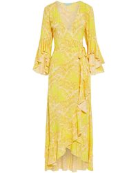 Melissa Odabash Cheryl Printed Voile Maxi Wrap Dress - Yellow