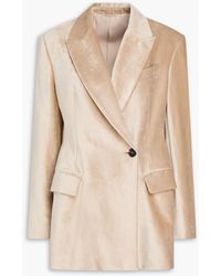 Brunello Cucinelli - Doppelreihiger blazer aus samt aus einer baumwollmischung - Lyst