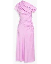 Jonathan Simkhai - Joanna One-Shoulder Gathered Satin Midi Dress - Lyst