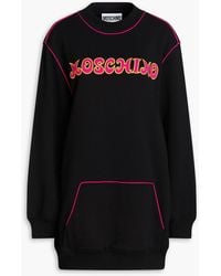 Moschino - Embroidered French Cotton-terry Sweatshirt - Lyst