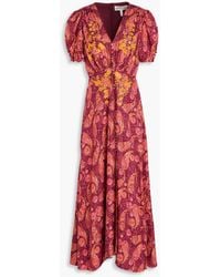 Saloni - Lea Printed Silk-Satin Jacquard Maxi Dress - Lyst