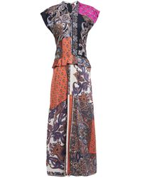 Chloé - Patchwork-effect printed satin-twill peplum maxi dress - Lyst