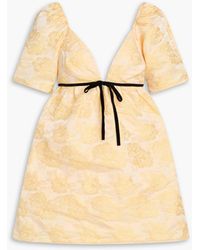 Ganni - Floral-Jacquard Mini Dress - Lyst