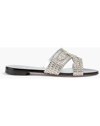 Gina - Munro Crystal-Embellished Leather Slides - Lyst