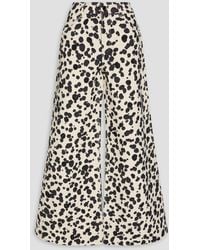 Area - Crystal-Embellished Printed High-Rise Wide-Leg Jeans - Lyst