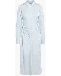 Veronica Beard - Lex Ruched Striped Silk-Blend Midi Shirt Dress - Lyst