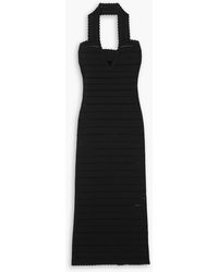 Victoria Beckham - Pointelle-knit Halterneck Midi Dress - Lyst