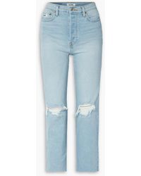 RE/DONE - 70s Stove Pipe Cropped Distressed Mid-rise Straight-leg Jeans - Lyst