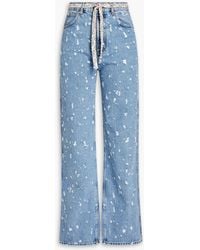 Sandro - Ruthy Distressed High-rise Wide-leg Jeans - Lyst