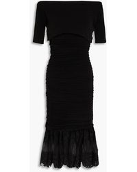 Philosophy Di Lorenzo Serafini - Convertible Off-the-shoulder Jersey And Corded Lace Midi Dress - Lyst