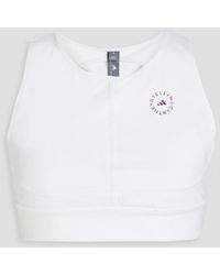 adidas By Stella McCartney - Cutout Logo-print Modal-blend Jersey Sports Bra - Lyst