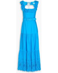 Rebecca Vallance - Isadora Ruffled Broderie Anglaise Linen And Cotton-blend Maxi Dress - Lyst