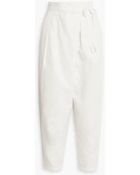 Joie - Wilmont Cropped Pleated Cotton And Linen-blend Tapered Pants - Lyst