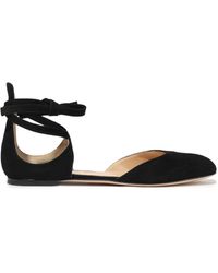 Gianvito Rossi Pina Lace-up Suede Ballet Flats Black