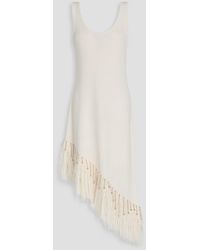 Rabanne - Asymmetric Fringed Linen Midi Dress - Lyst