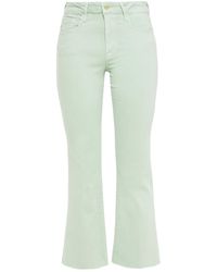FRAME Frayed High-rise Kick-flare Jeans Mint - Green