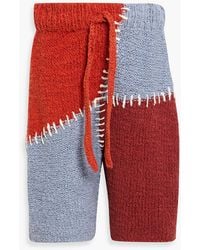 The Elder Statesman - Patchwork Bouclé-Knit Cotton Shorts - Lyst