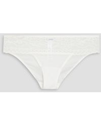 La Perla - Lace And Stretch-tulle Mid-rise Thong - Lyst