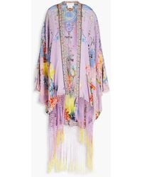 Camilla - Embellished Floral-print Silk-crepe De Chine Kimono - Lyst