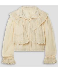 Isabel Marant - Lelmon Ruffled Embroidered Cotton-voile Blouse - Lyst