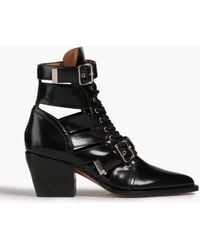 Chloé - Rylee Cutout Leather Ankle Boots - Lyst