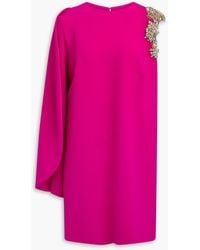 Costarellos - Tosha One-sleeve Crystal-embellished Crepe Mini Dress - Lyst