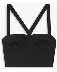 Galvan London - Venus Cropped Ruched Stretch-knit Bustier Top - Lyst