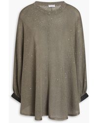 Brunello Cucinelli - Embellished Linen And Silk-blend Poncho - Lyst