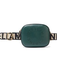 Stella McCartney Stella Logo Convertible Perforated Faux Leather Belt Bag Emerald - Green
