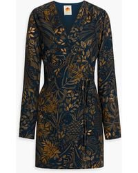 FARM Rio - Printed Crepe Mini Wrap Dress - Lyst